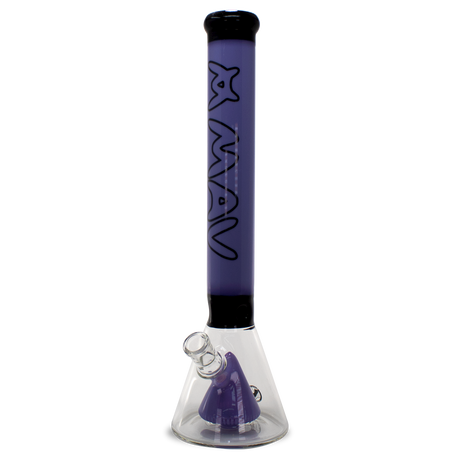 MAV Glass 18" Pyramid Beaker Bong in Black/Purple with Slitted Percolator, Front View