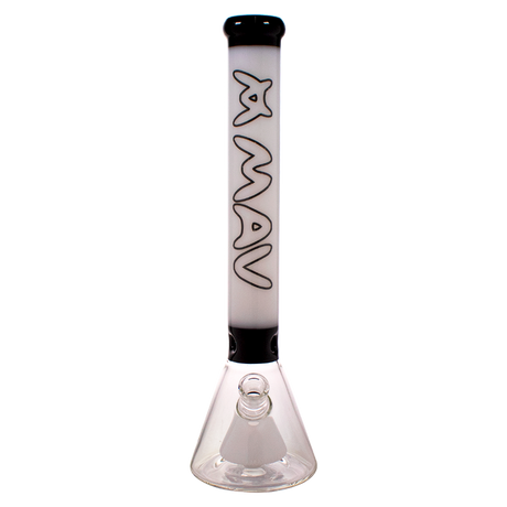 MAV Glass 18" Pyramid Beaker Bong in White with Slitted Pyramid Percolator - Front View