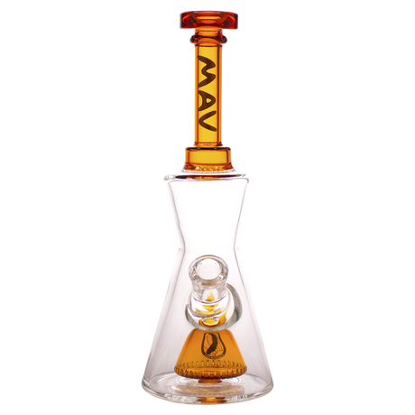 MAV Glass - Amber Pyramid Hourglass Bong with Slitted Pyramid Percolator - Front View