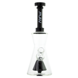 MAV Glass - Pyramid Hourglass Bong with Slitted Pyramid Percolator, 18-19mm Joint, Front View, Black Variant