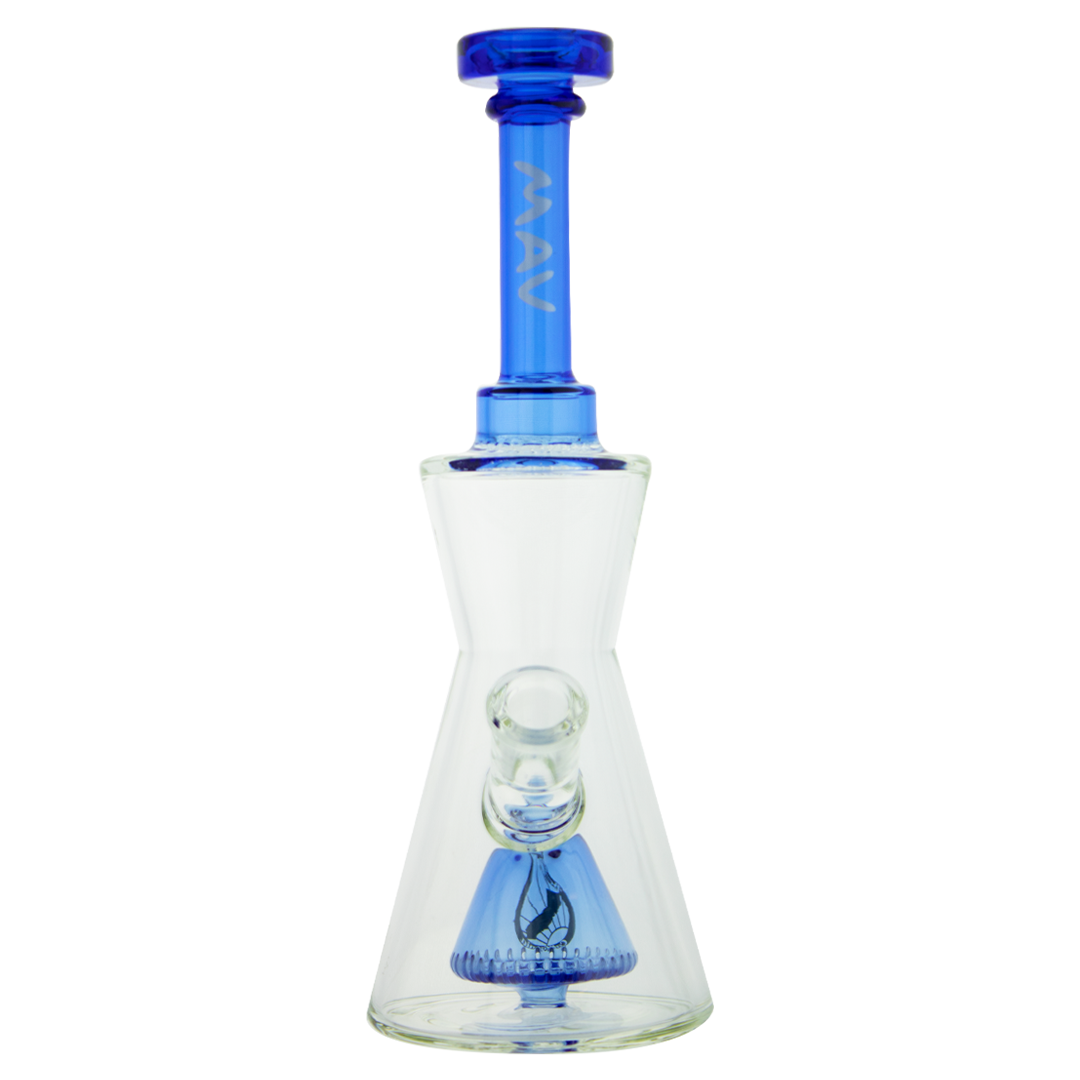 MAV Glass - Ink Blue Pyramid Hourglass Bong with Slitted Pyramid Percolator - Front View