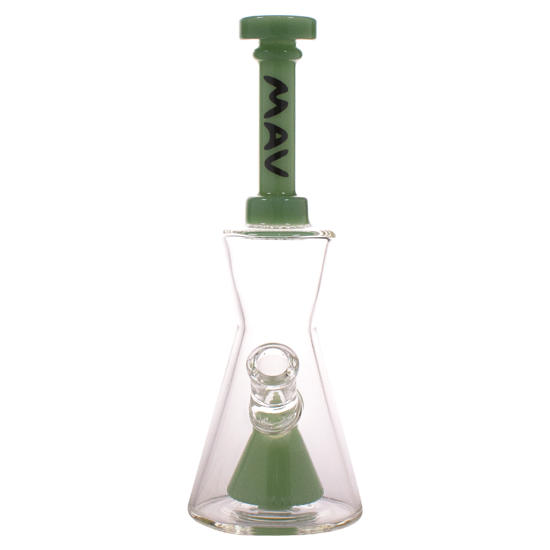 MAV Glass - Seafoam Pyramid Hourglass Bong with Slitted Pyramid Percolator - Front View
