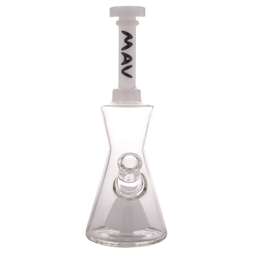 MAV Glass - White Pyramid Hourglass Bong with Slitted Percolator - Front View