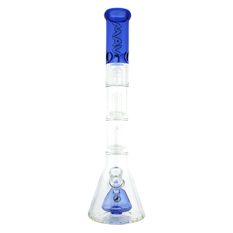 MAV Glass - Blue Double UFO Beaker with Pyramid Perc - Front View on White Background