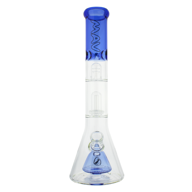 MAV Glass - Blue Pyramid to UFO Beaker Bong Front View with 19mm Joint