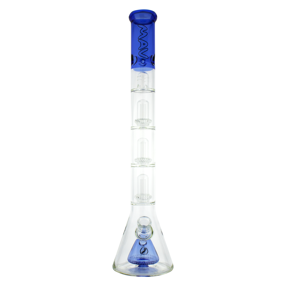 MAV Glass - Blue Pyramid to UFO Beaker Bong with 18-19mm Joint Front View