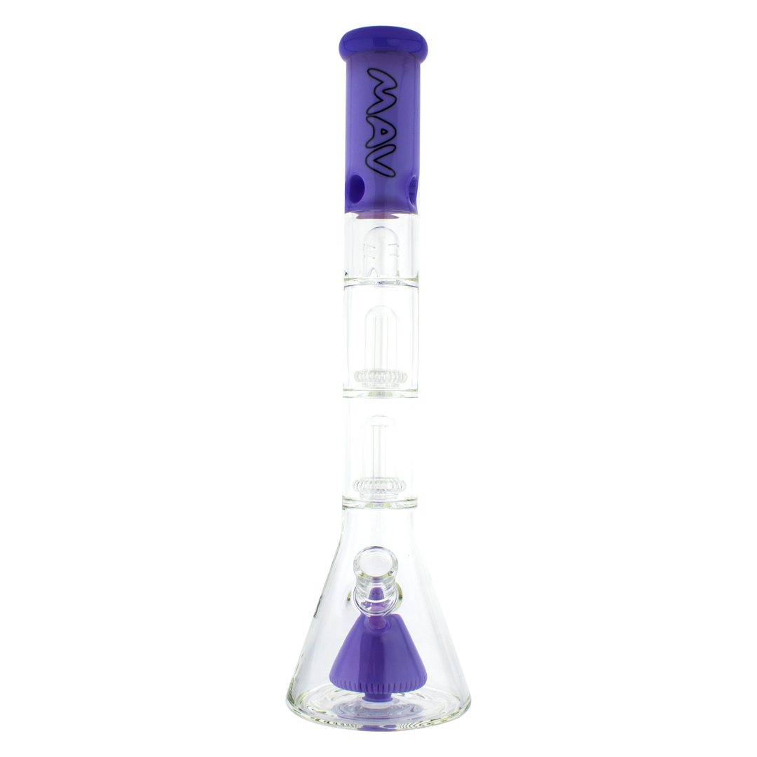 MAV Glass - Purple Pyramid to UFO Beaker Bong with 18-19mm Joint Size, Front View