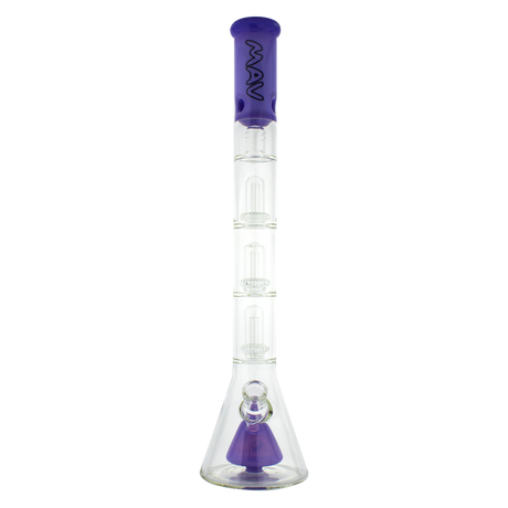 MAV Glass - Pyramid to UFO Beaker Bong in Purple, Triple Chamber Design, Front View