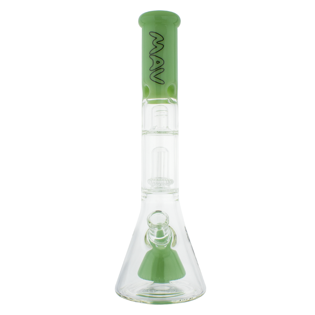 MAV Glass - Pyramid to UFO Beaker Bong in Seafoam, Front View, 18-19mm Joint