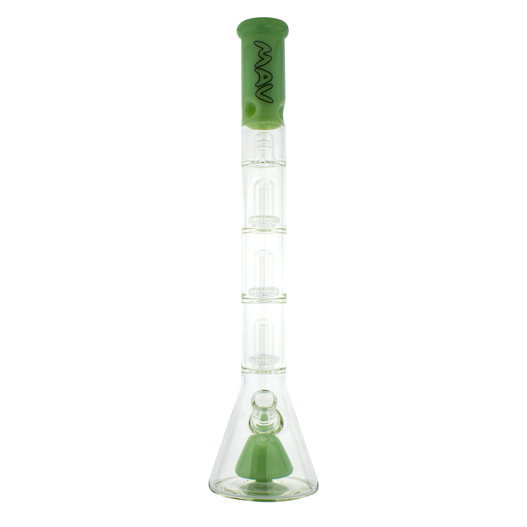 MAV Glass - Pyramid to UFO Beaker Bong in Seafoam with Triple Percs - Front View