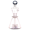 MAV Glass Santa Monica Slitted Puck Perc Dab Rig with Cyclone Percolator, 9" Female Joint, Front View