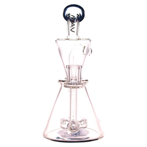 MAV Glass Santa Monica Slitted Puck Perc Dab Rig with Cyclone Percolator, 9" Female Joint, Front View