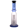 MAV Glass - 12" Single UFO Perc Bottle Bong in Blue with Clear Chamber - Front View