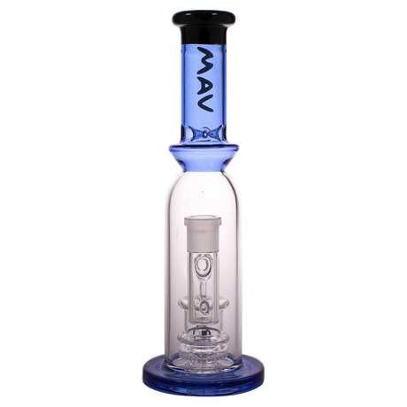 MAV Glass - 12" Single UFO Perc Bottle Bong in Blue with Clear Chamber - Front View