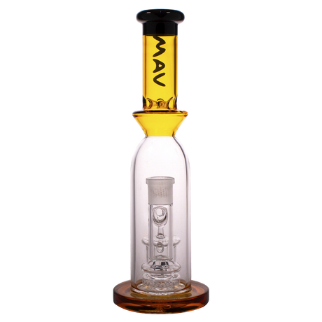 MAV Glass Maverick - 12" Gold Single UFO Perc Bottle Bong with Clear Body - Front View