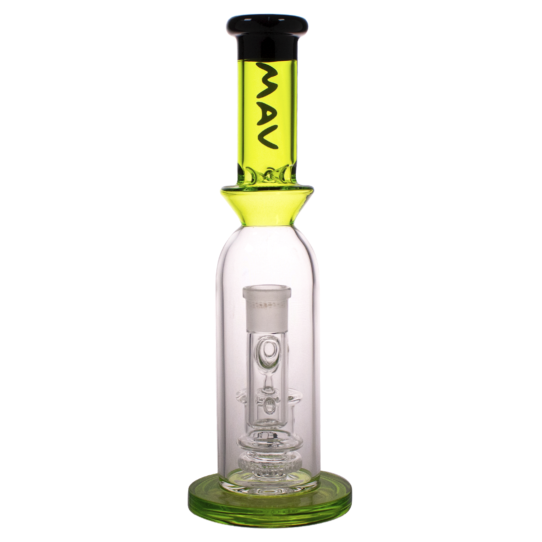 MAV Glass Maverick - 12" Single Ufo Perc Bottle Bong with 18-19mm Joint Size, Front View