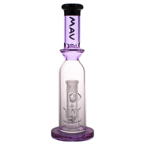 MAV Glass - 12" Tall Purple Single UFO Perc Bottle Bong with Clear Base - Front View