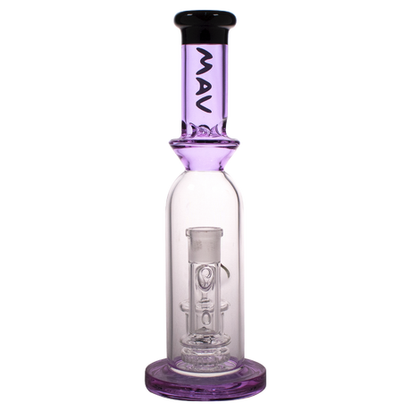 MAV Glass - 12" Tall Purple Single UFO Perc Bottle Bong with Clear Base - Front View