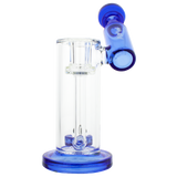 MAV Glass Maverick Slitted Puck Sidecar Rig in Blue with Showerhead Percolator, 7" Height, Side View
