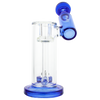 MAV Glass Maverick Slitted Puck Sidecar Rig in Blue with Showerhead Percolator, 7" Height, Side View