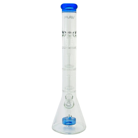 MAV Glass Beaker with Blue Accents and Slitted Puck to UFO Percs, Front View