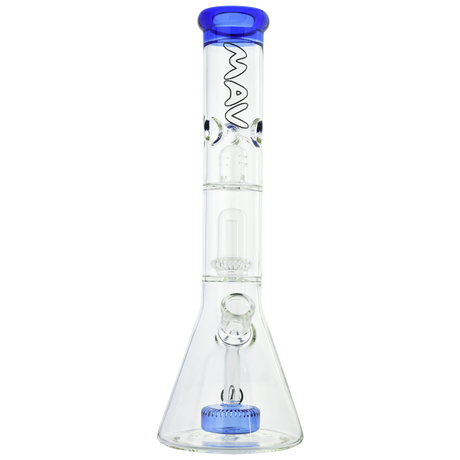 MAV Glass - Blue Slitted Puck to UFO Beaker Bong with 18-19mm Joint Size, Front View