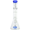 MAV Glass - Blue Slitted Puck to UFO Beaker Bong with 18-19mm Joint Size, Front View