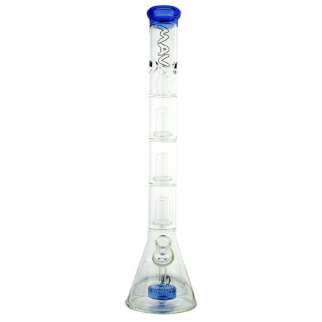 MAV Glass - Blue Triple UFO Beaker Bong with Slitted Puck Design, Front View
