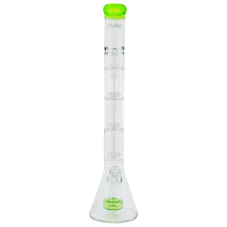 MAV Glass - Slitted Puck to UFO Beaker Bong with Green Accents - Front View