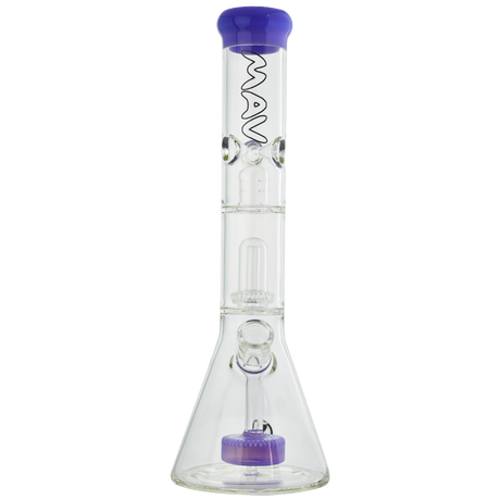 MAV Glass - Slitted Puck to UFO Beaker Bong in Purple, Front View with 18-19mm Joint