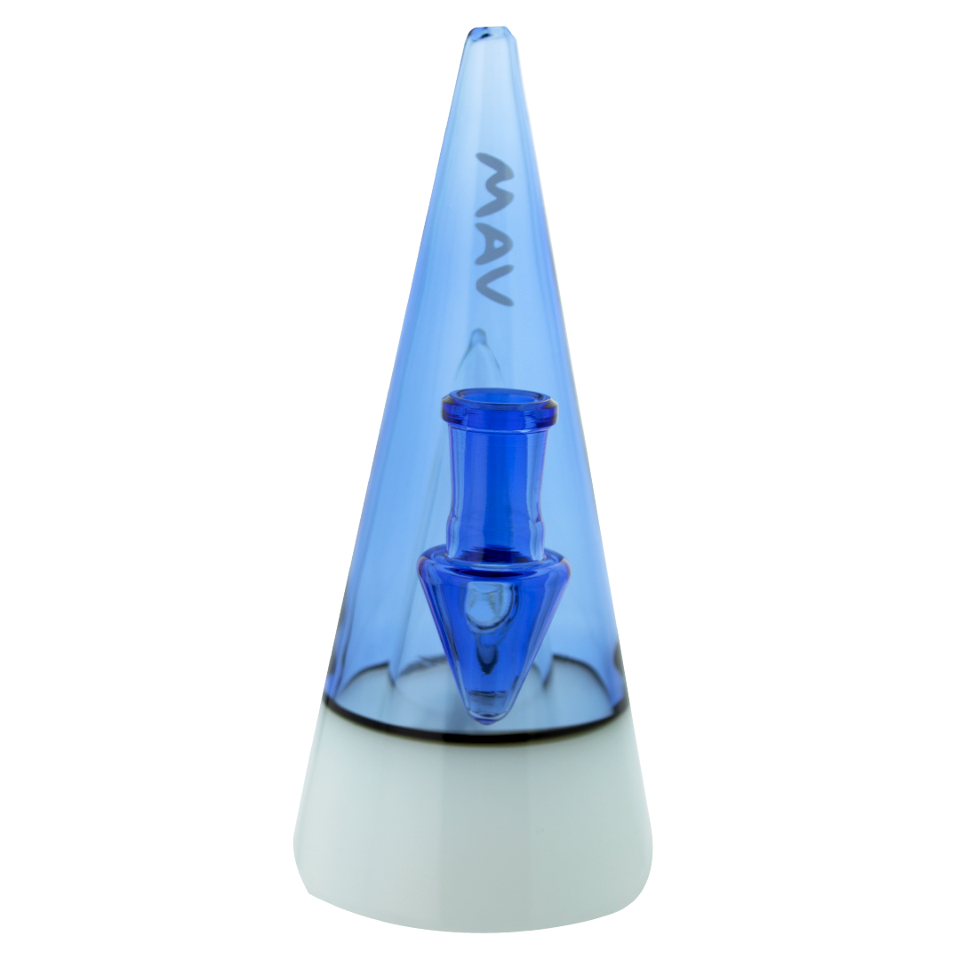MAV Glass - The Beacon 2.0 Bong in White/Blue with Glass on Glass Joint - Front View