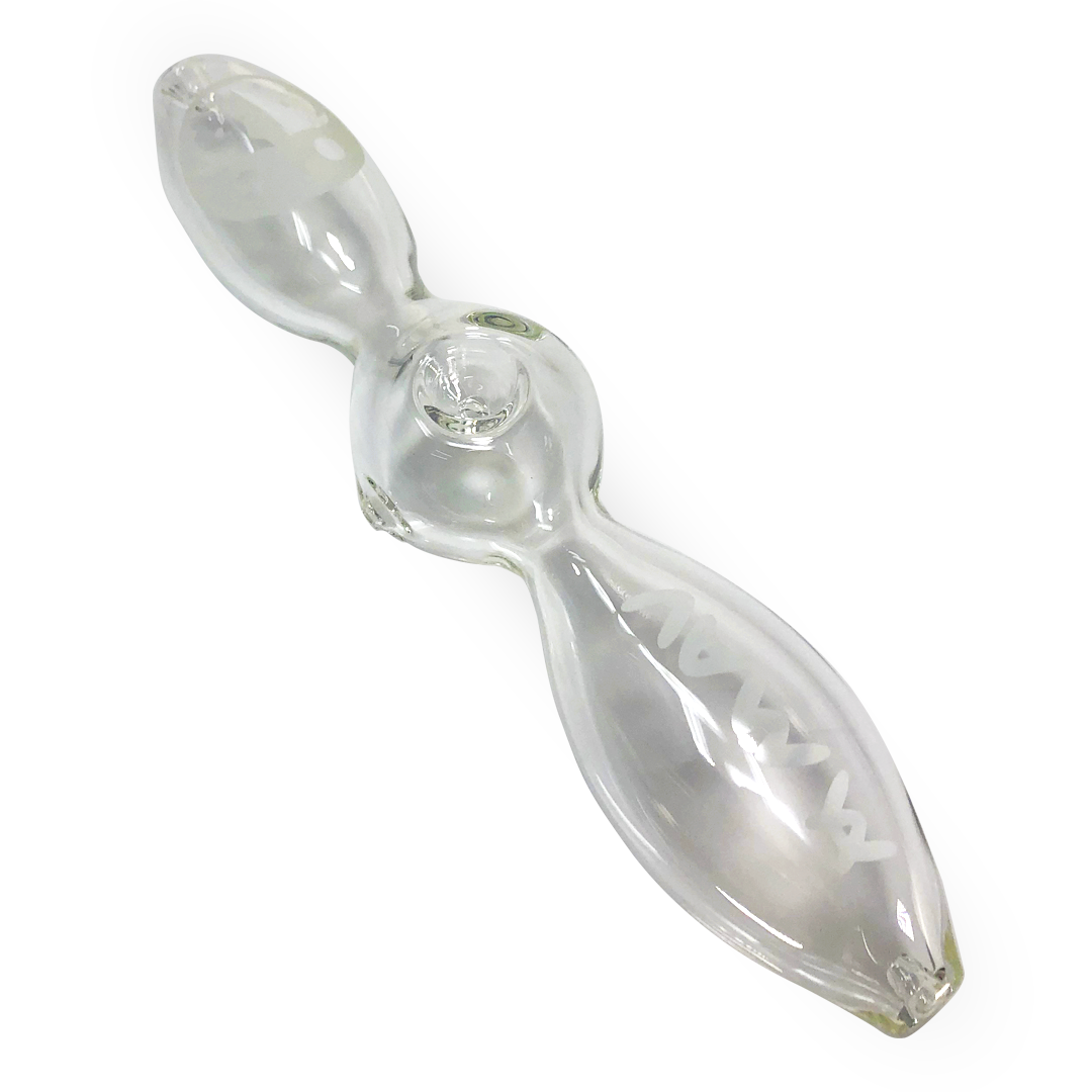 MAV Glass - The Bestie Hand Pipe, Clear, 12" Length, Top View, Made in USA