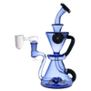 MAV Glass - The Beverly Subtl Collab Blue Hourglass Recycler, 9" Tall, Front View