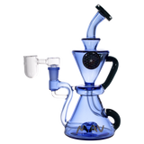 MAV Glass - The Beverly Subtl Collab Blue Hourglass Recycler, 9" Tall, Front View