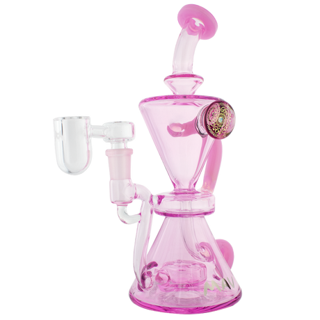 MAV Glass - The Beverly Subtl Collab Pink Hourglass Recycler Dab Rig Front View