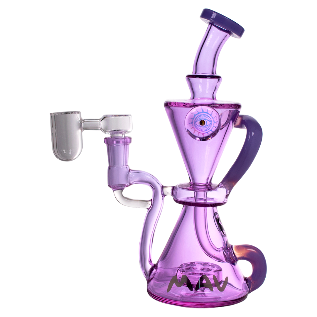 MAV Glass - Purple Beverly Subtl Collab Hourglass Recycler Dab Rig, Front View