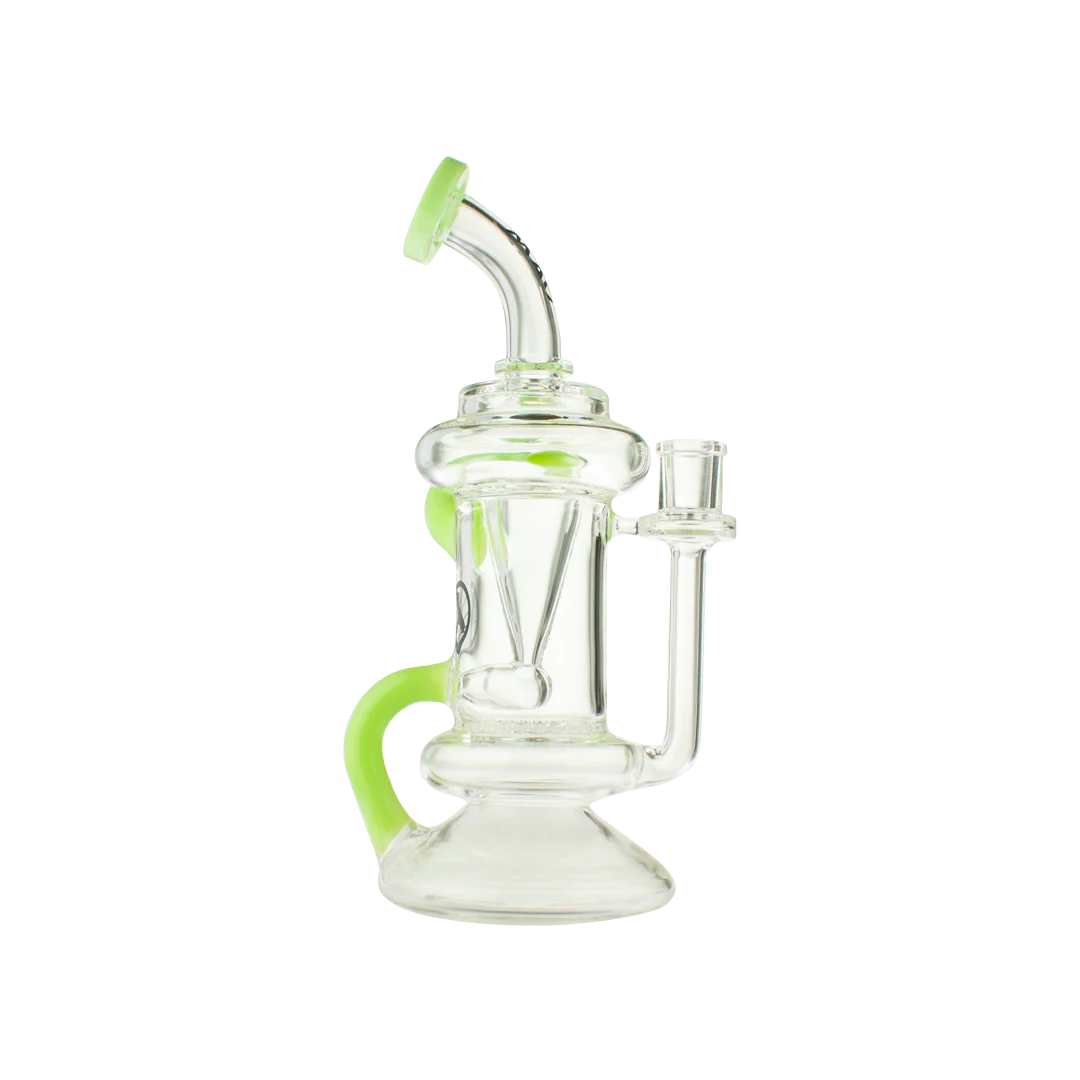 MAV Glass - The Big Bear Recycler Dab Rig in Slime, with Honeycomb Percolator, front view