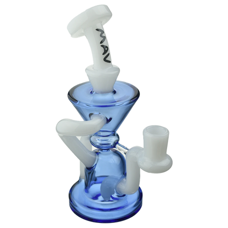 MAV Glass - The Humboldt Mini Dab Rig in White/Blue with Vortex Percolator - Angled View
