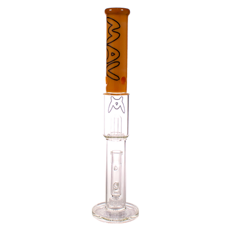 MAV Glass - The Mammoth 19'' Bong in Orange, Front View, with Clear Glass Base and MAV Logo