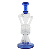 MAV Glass - The Ojai Barrel Slitted Puck Recycler in Blue, Front View, 11" Tall with Vortex Percolator