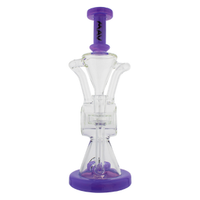 MAV Glass Ojai Barrel Recycler Dab Rig in Purple with Cyclone Percolator - Front View
