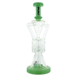 MAV Glass - The Ojai Barrel Slitted Puck Recycler in Seafoam, Front View, 11" with Vortex Percolator
