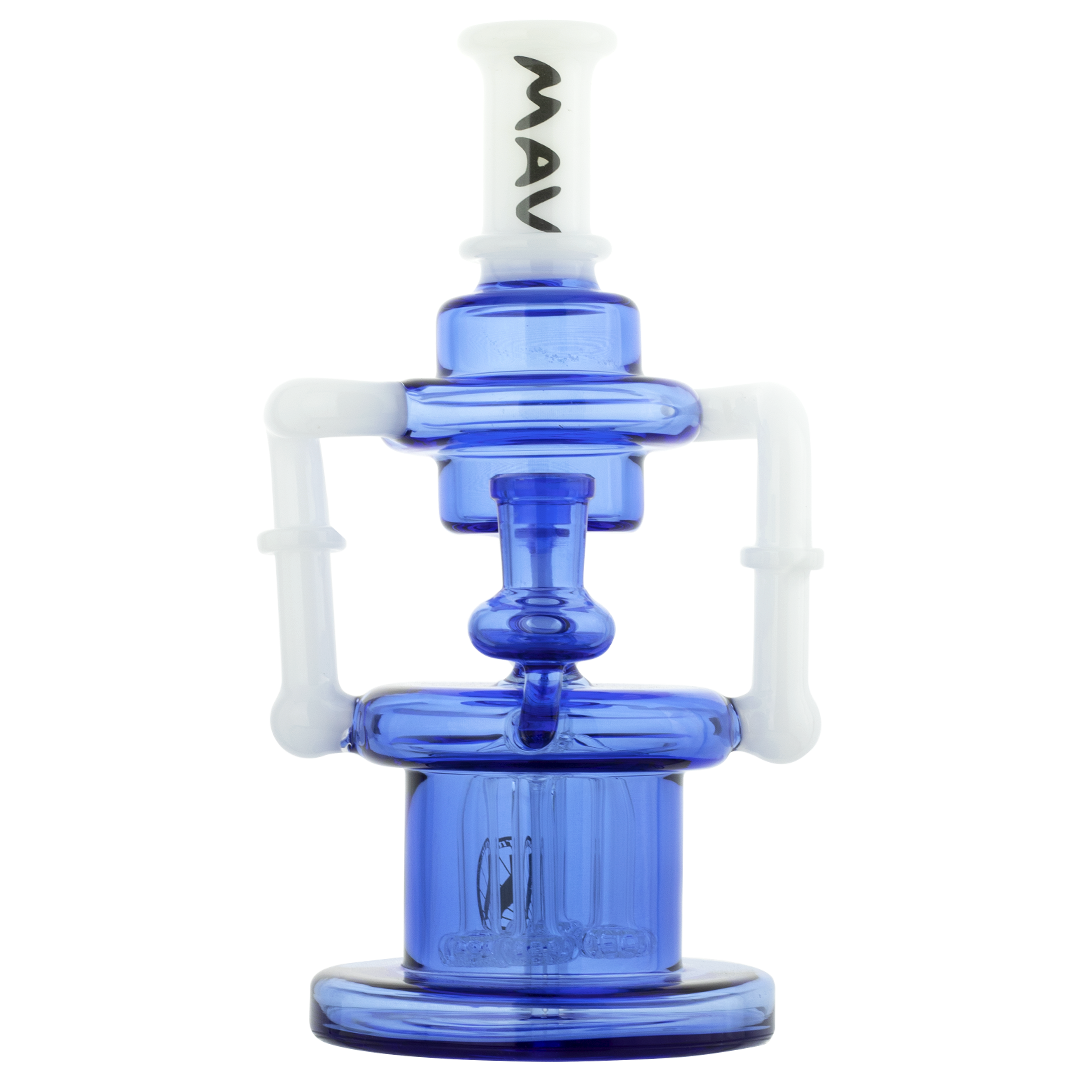 MAV Glass - The Pasadena Microscopic Quad Shower Recycler in Ink Blue, Front View