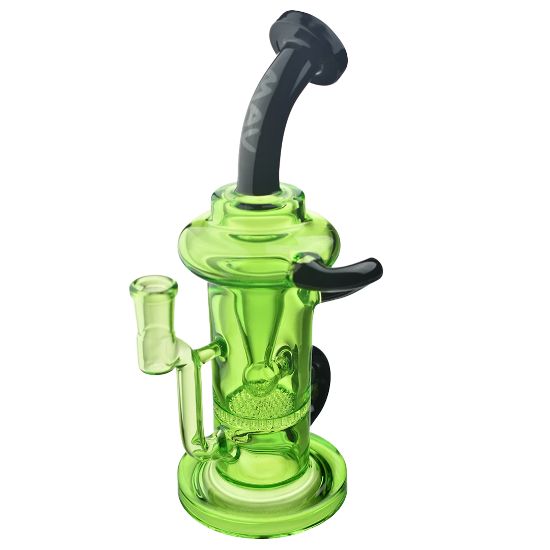 MAV Glass - The Sonoma Recycler Bong in Ooze Green with Vortex Percolator - Front View