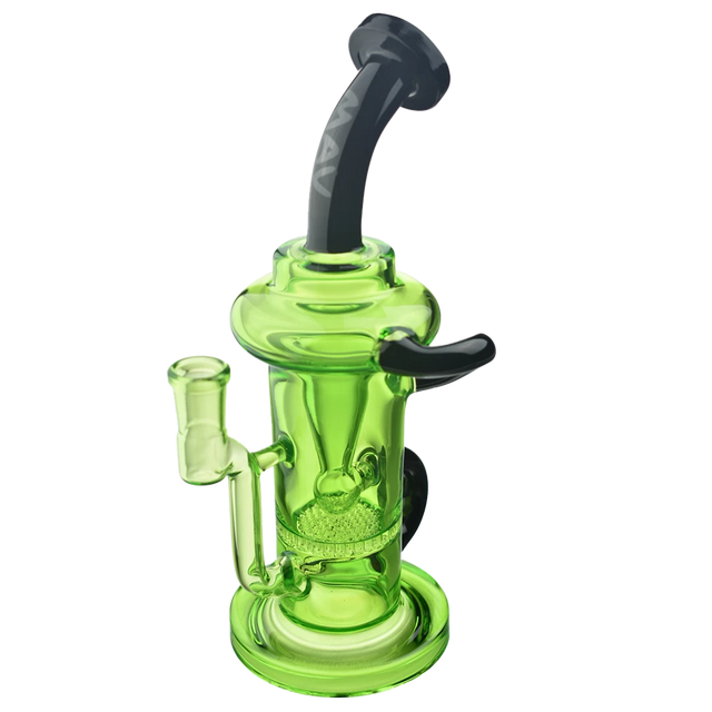 MAV Glass - The Sonoma Recycler Bong in Ooze Green with Vortex Percolator - Front View