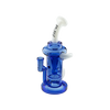 MAV Glass - The Sonoma Recycler Bong in Blue & White with Vortex Percolator - Front View