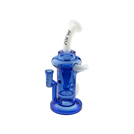 MAV Glass - The Sonoma Recycler Bong in Blue & White with Vortex Percolator - Front View