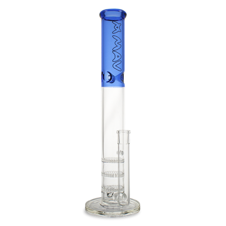MAV Glass - Blue Triple Honeycomb Straight Tube Bong, 18" Height, 50mm Diameter