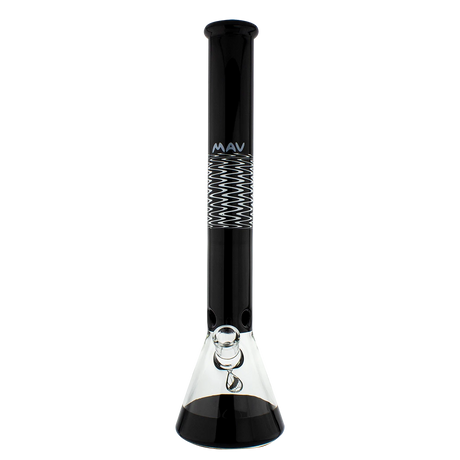 MAV Glass - Wig Wag Beaker Bong in Black, Front View, 18" Tall, 50mm Diameter, 5mm Thickness