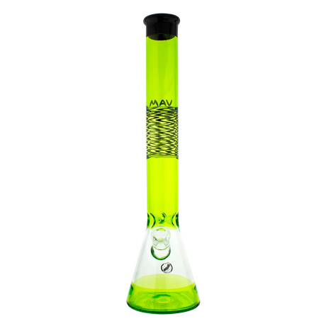 MAV Glass - Wig Wag Beaker Bong in Neon Green, 18" Tall, 50mm Diameter, Front View